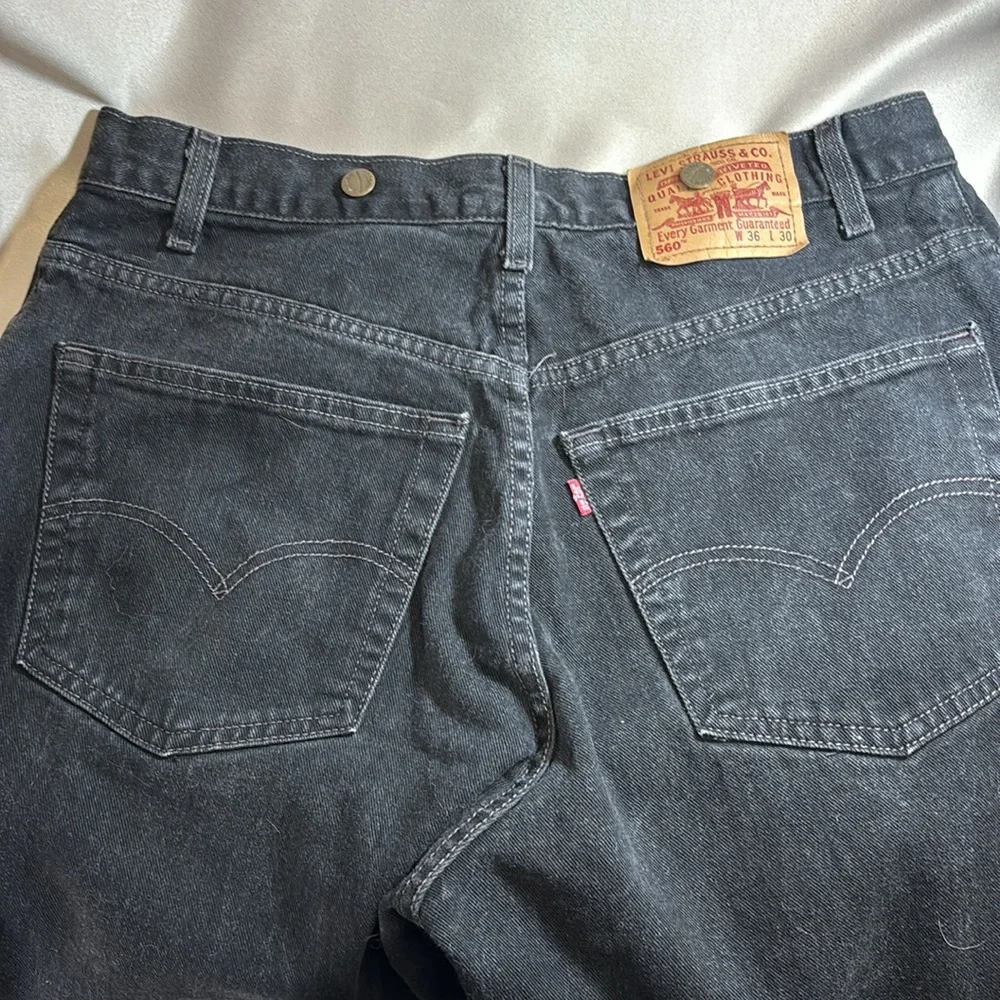 Levis 560 Relaxed Fit Suspender Zip Front Jeans sz 36x30 w/Suspenders - Picture 7 of 17